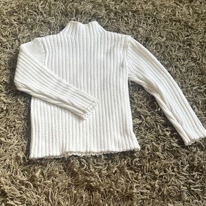 White Ribbed Turtleneck Sweater